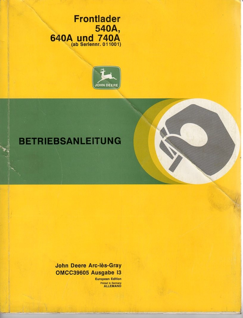 Bedienungsanleitung Frontlader John Deere 540A