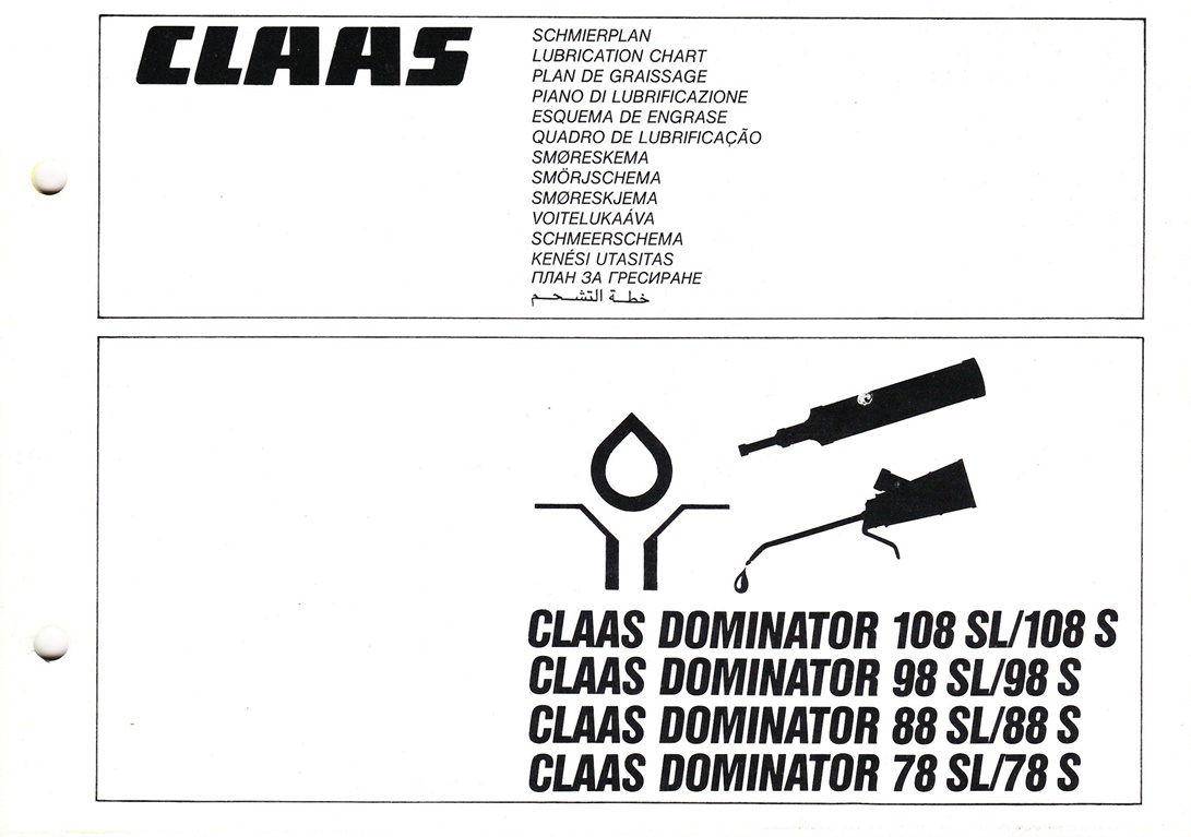Claas Dominator Schmierplan